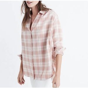 Madewell sz Xxs pink central shirt Danville plaid button up long sleeve top